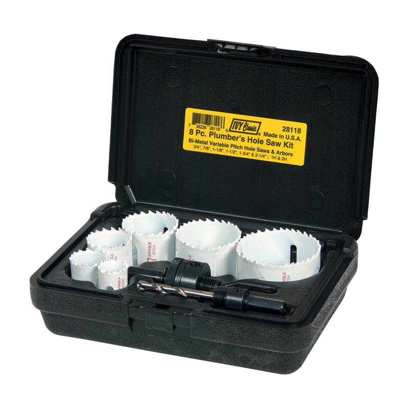 IVY Classic Hole Saw Kit for Plumbers, designed for precise and efficient pipe cutting with durable bi-metal hole saws.