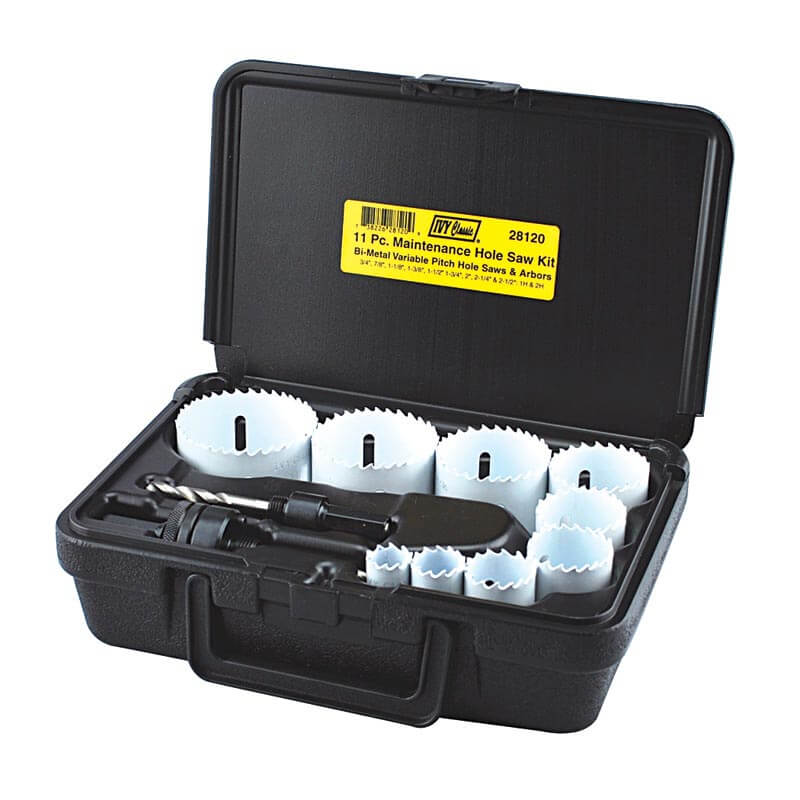 IVY Classic 11-Piece Hole Saw Kit for Maintenance, offering durable and precise cutters for a variety of maintenance tasks and materials.